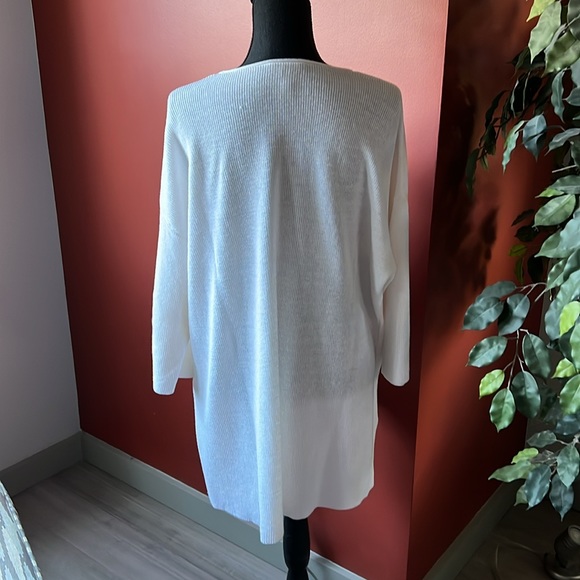Eileen Fisher white 3/4 Length sleeve knit - Picture 2 of 5
